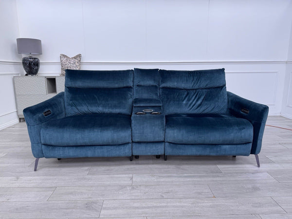 Sofology Renato 2.5 Seater Sofa + Centre Console Navy Blue Velvet Fabric2