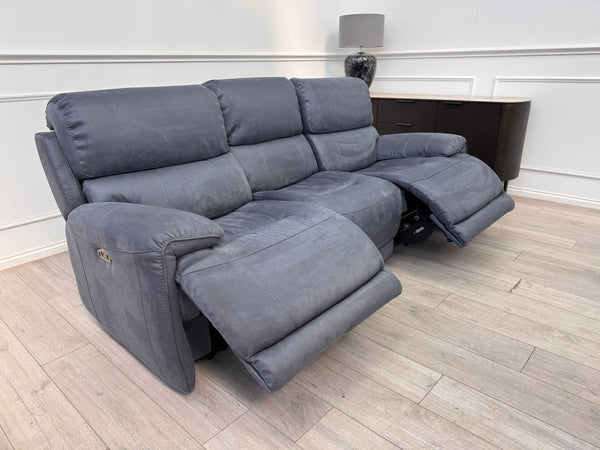 Furniture Village Link Power Recliner 3 Seater And Armchair Navy Blue Microfibre13