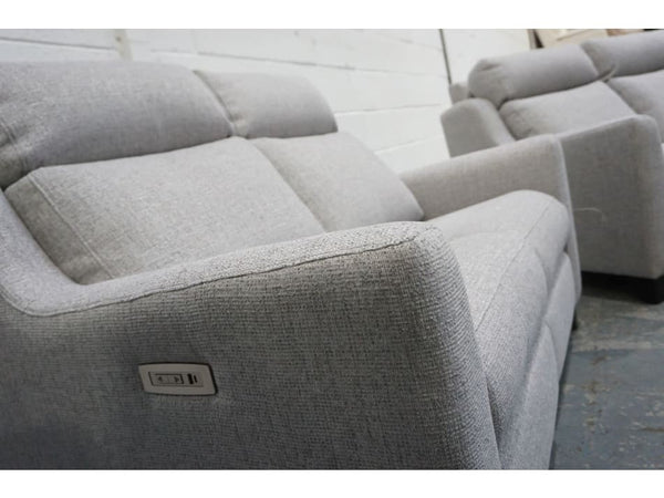 Parker Knoll Bodella light grey fabric power recliner 2 + standard 2 seater sofa3