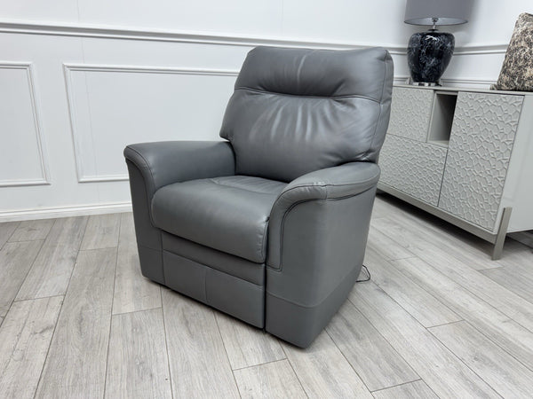 Parker Knoll Hudson 23 Grey Leather Armchair Power Recliner & Headrest & Lumbar22
