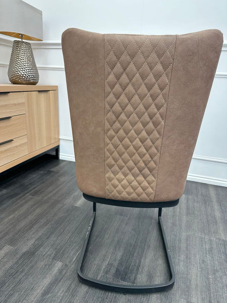 FV Loki Brown Faux Leather Cantilever Dining Chair (Choose Quantity)3