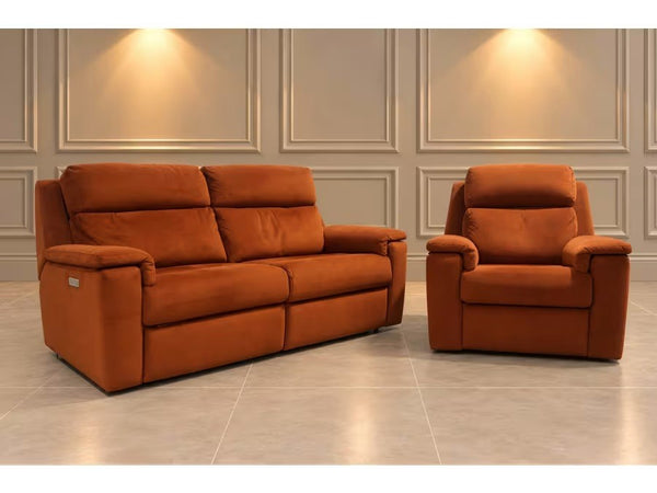 G Plan Thornbury plush umber fabric 3 seater + armchair sofa set power recliner 0