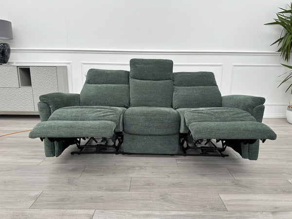 FURNITURE VILLAGE Piccolo Moss Green Fabric Power Recliner 3 Seater Sofa7