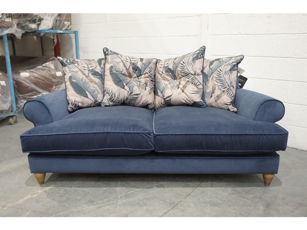 Parker Knoll Bronwyn african sapphire fabric pillow back 3 seater sofa3