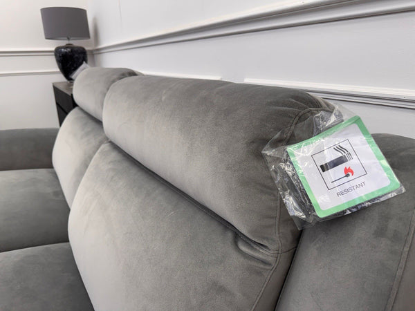 Furniture Village 3+3 Seater Sofa Set Power Recliner Grey Velvet3