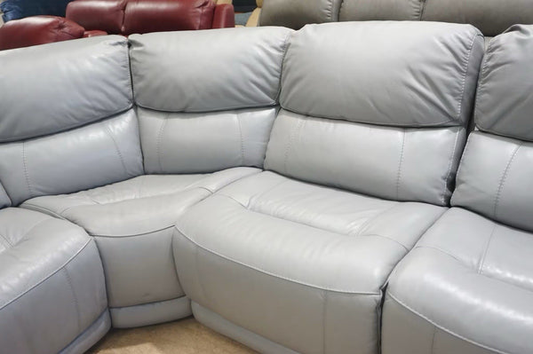 FV Link mid grey leather electric reclining 5 piece Large Corner Sofa3