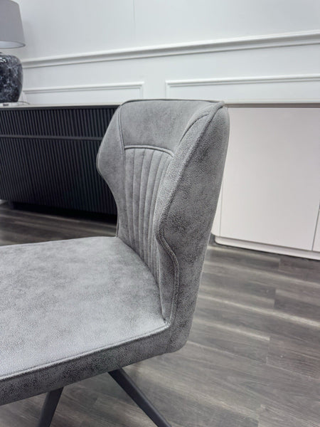 Furniture Village Aydin Dark Grey faux leather swivel dining chair (Pre-sale)2