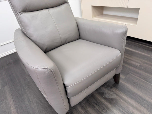 Furniture Village Petit Grey Leather Armchair Power Recliner1