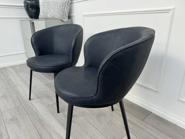 Furniture Village Hela Pair of 2 Navy Faux Leather Dining Chairs5