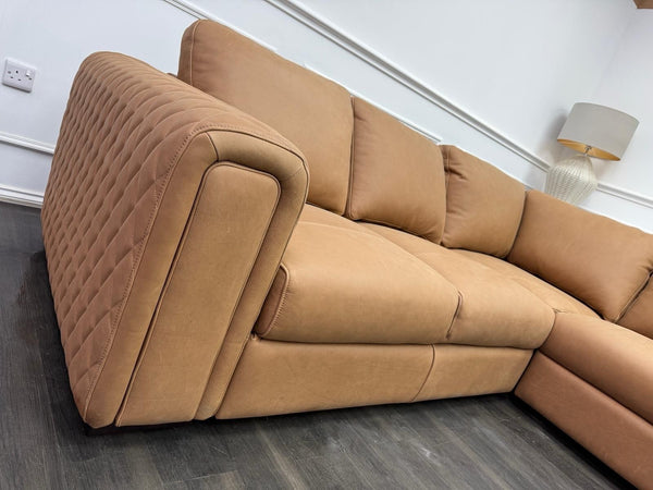 Sofology Tan Brown Leather Symmetrical Corner Sofa (Not Recliner)12