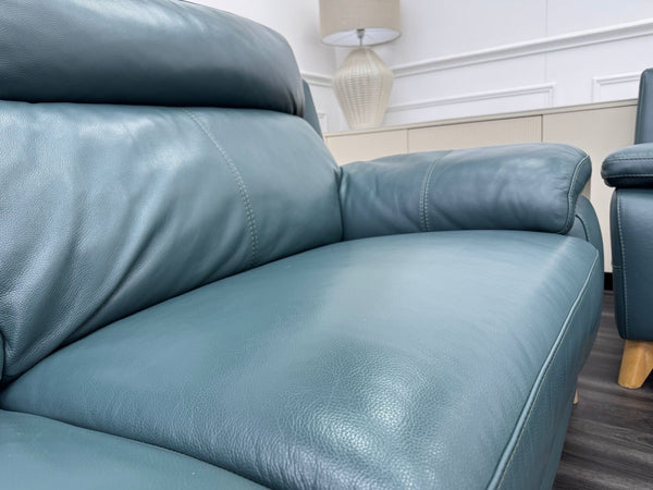 Furniture Village Missouri Static 3 & 2 Seater Sofa Set Lake Green Leather9