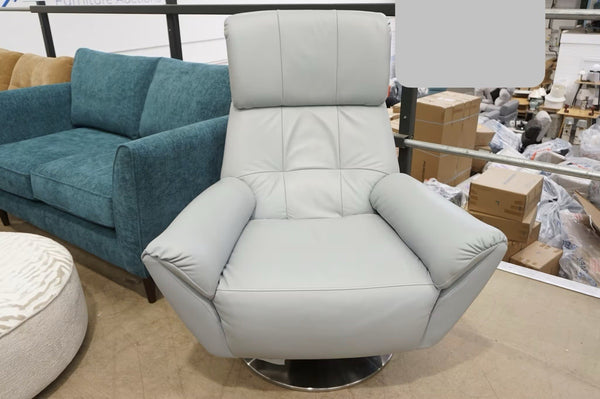 Parker Knoll Design baby blue leather rocking swivel armchair1