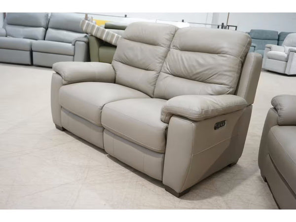 Furniture Village Taupe Leather Power Recliner 3 & 2 Seater Sofa Set3