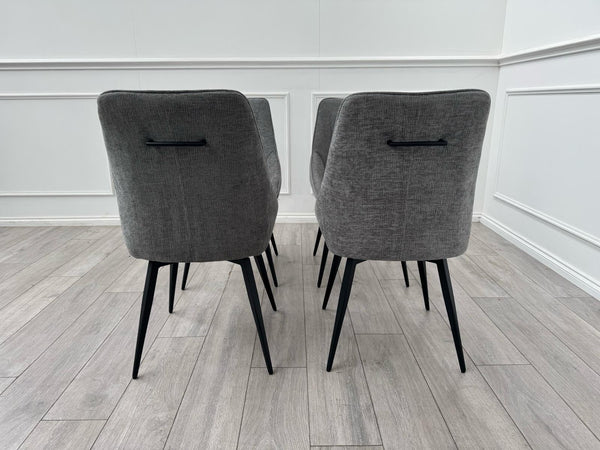 Furniture Village Crete Set Of 4 Swivel Dining Chairs Grey Fabric8