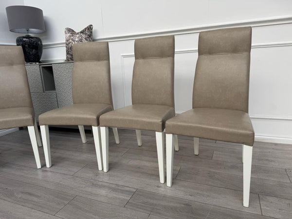 ALF Fascina Set of 6 Faux Leather Dining Chairs Taupe/ Cream RRP £3,44717