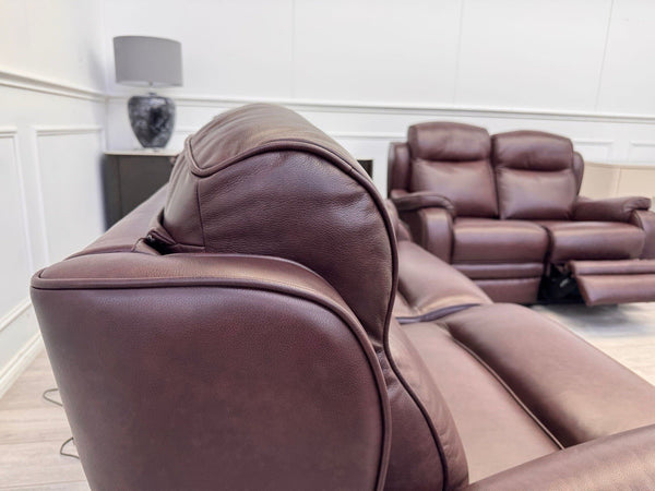 Parker Knoll Boston Burgundy Leather Power Recliner 3+2 Seater Sofa RRP £40997