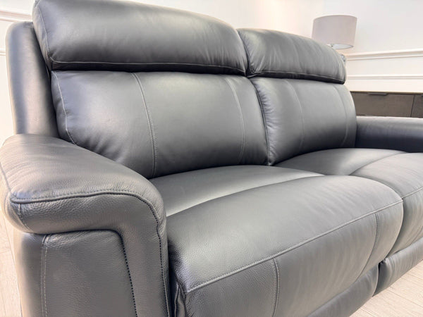 LA Z BOY PARIS Power Recliner 3 Seater Sofa In Black Leather Power Headrest19