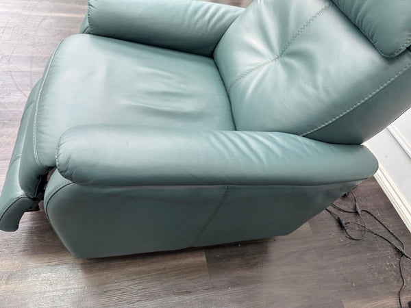 Furniture Village Rowen Lake Green Leather Armchair Pwr Recliner+Swivel+Rocking2