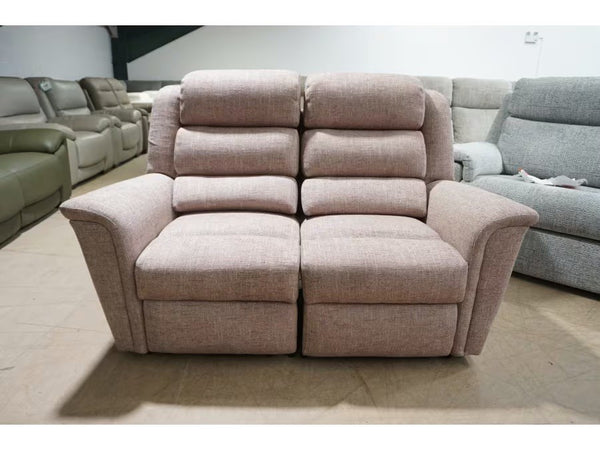 Parker Knoll Colorado pink mix fabric electric reclining 2 seater sofa3
