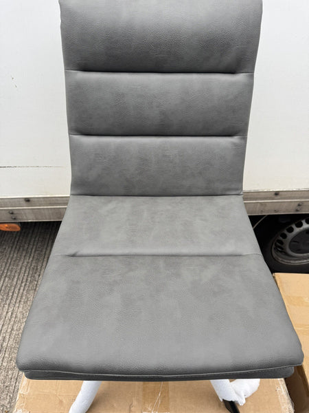 Furniture Village Njord Grey Leather Swivel Dining Chair3