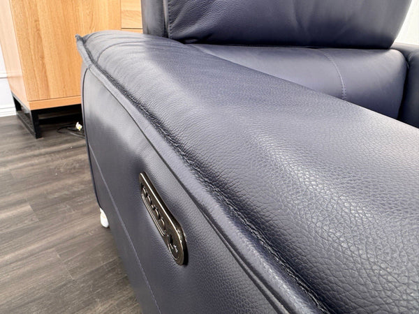 DFS Auberon Power Recliner Armchair Navy Leather Power Headrest11