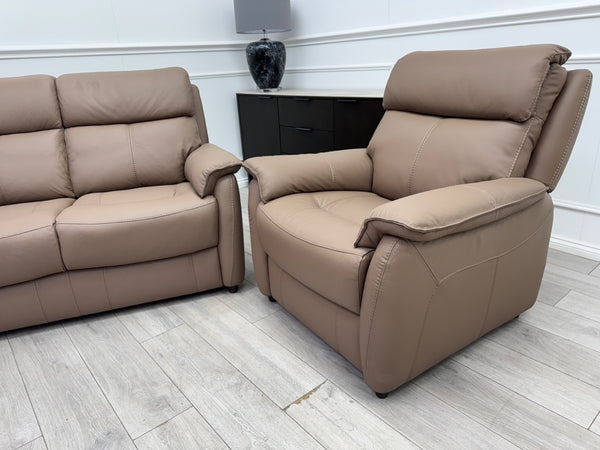 Furniture Village Dark Taupe Leather Power Recliner Armchair4
