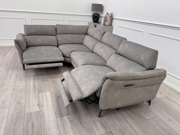 Sofology Missouri Corner Sofa In Silver Grey Fabric Power Recliner + Headrest3
