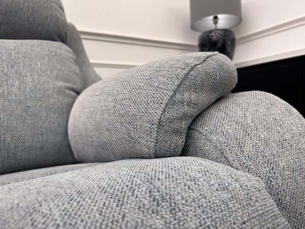 G Plan Kingsbury Power Recliner Armchair Woven Light Blue/ Grey RRP £242513