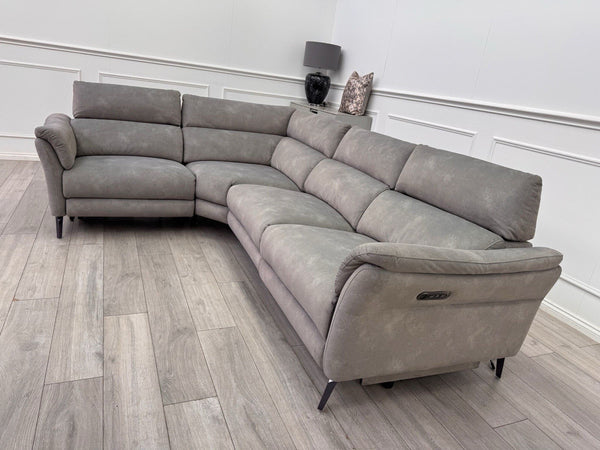 Sofology Missouri Corner Sofa In Silver Grey Fabric Power Recliner + Headrest16
