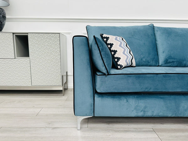 BRAND NEW Santorini Teal Velvet Corner Sofa - Fast Delivery!2