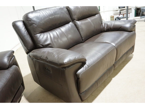 FV Touch chocolate brown leather Power Recliner 2+2 seater sofas Set2