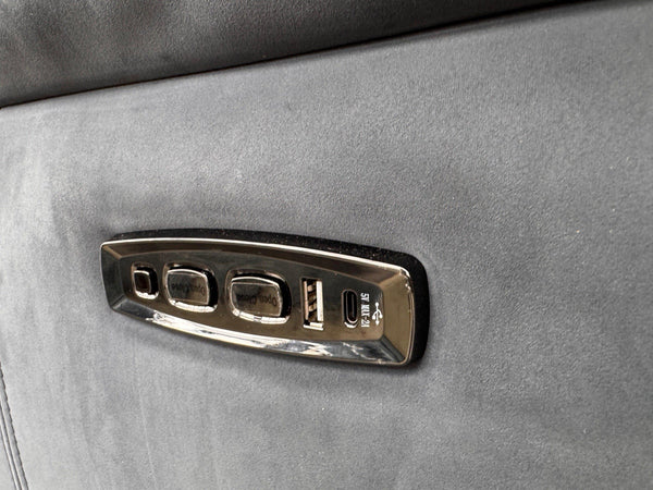 Furniture Village 3+2 Seater Sofa Set Power Recliner Dark Grey Suede14