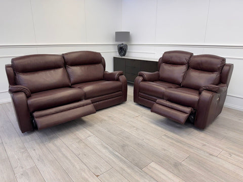 Parker Knoll Boston Burgundy Leather Power Recliner 3+2 Seater Sofa RRP £40990
