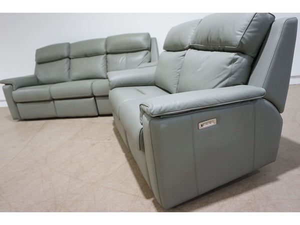 G Plan Ellis cambridge olive leather electric reclining 3 + 2 seater sofas1