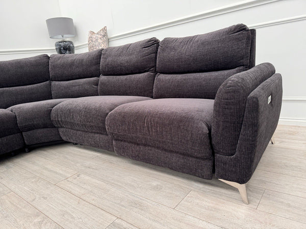 DFS Black Fabric Corner Sofa Power Recliner Modular Sofa13