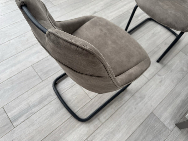 Furniture Village Warrior Taupe Faux Leather Pair Of 2 Cantilever Dining Chairs14