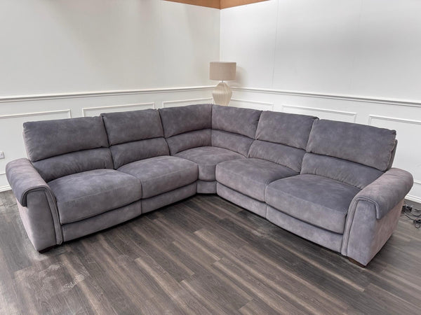 Furniture Village Nixon Large Power Reclining Corner Sofa In Grey Lux Velvet13