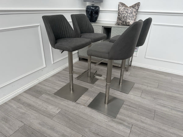 Furniture Village Grigio Set Of 4 Grey Suede Swivel Barstools Chairs2