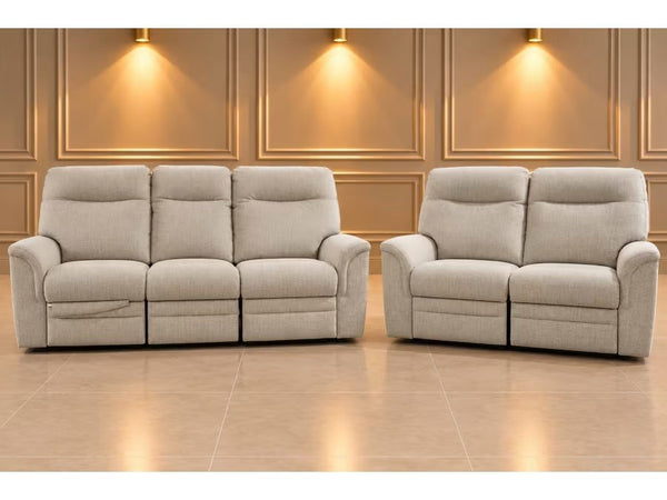 Parker Knoll Hudson natural mix fabric 3 + 2 seater sofa set - Power Recliner0