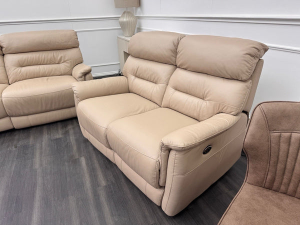 Furniture Village Chicago 3 & 2 Seater Sofa Set Power Recliner Pebble Leather16