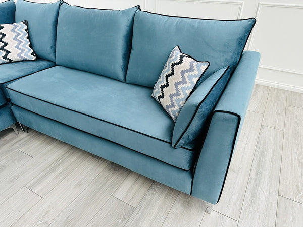 BRAND NEW Santorini Teal Velvet Corner Sofa - Fast Delivery!12