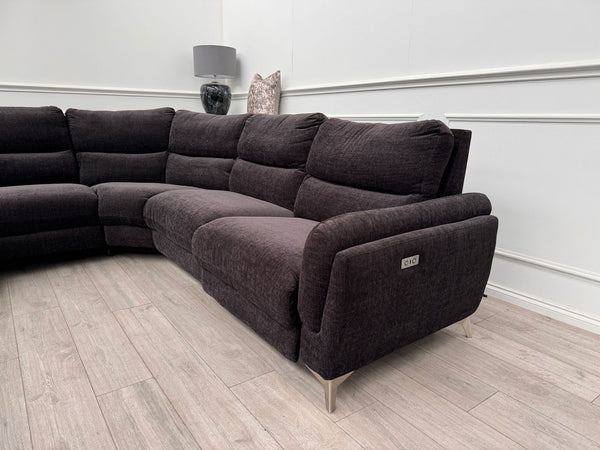 DFS Black Fabric Corner Sofa Power Recliner Modular Sofa1