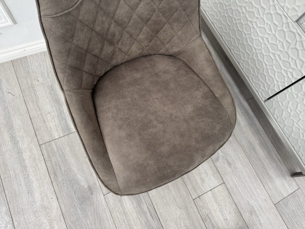 Furniture Village Warrior Taupe Faux Leather Pair Of 2 Cantilever Dining Chairs7