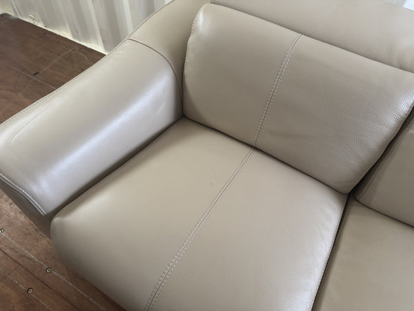 Furniture Village Xavier Taupe Leather 2 Seater Sofa Power Recliner Headrest2