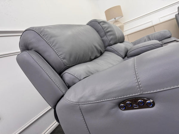 Furniture Village Link Power Recliner 2 Seater + 2x Armchairs Set Grey Leather6