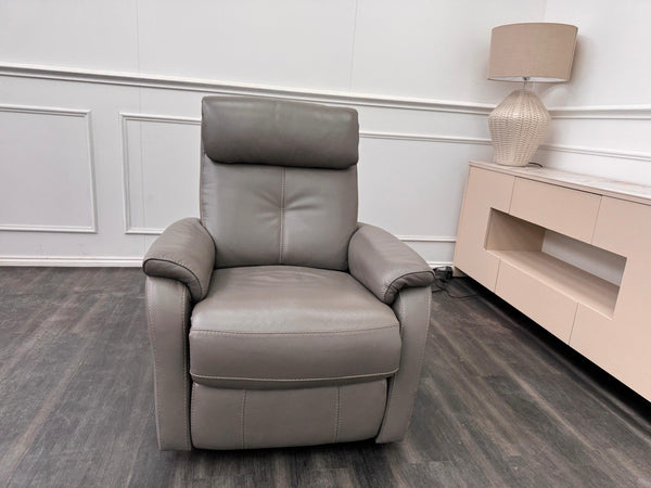 Furniture Village Rowen Grey Leather Armchair Power Recliner+Swivel+Rocking16