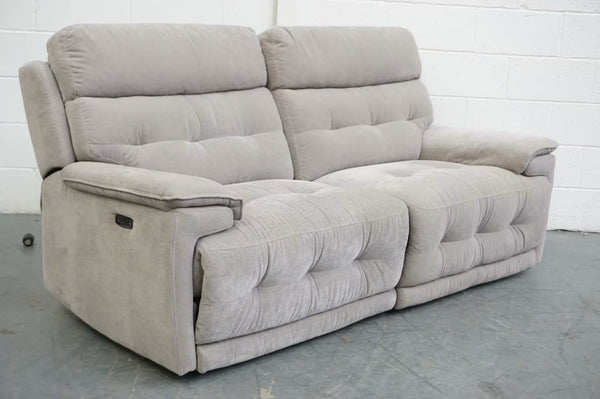 Furniture Village Brescia light grey fabric electric reclining 3 seater Sofa0