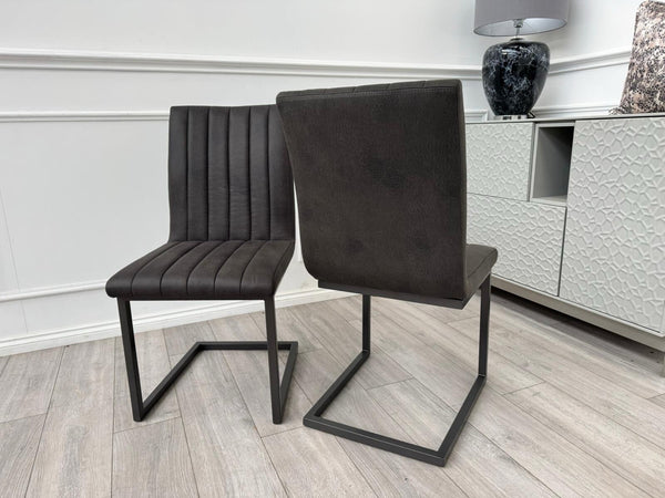 Furniture Village Grigio Pair of Charcoal Grey Suede Dining Chairs5