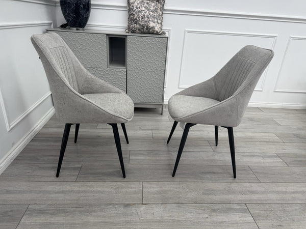 Furniture Village Crete Pair Of 2 Swivel Dining Chairs Grey Fabric3