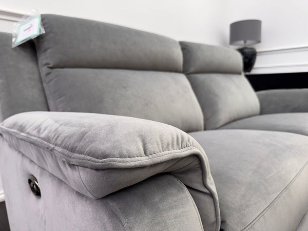 Furniture Village 3+3 Seater Sofa Set Power Recliner Grey Velvet23